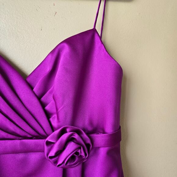 Purple Satin Mini Homecoming Dress Sleeveless Party Cocktail Size 10 M NWT - Picture 6 of 12